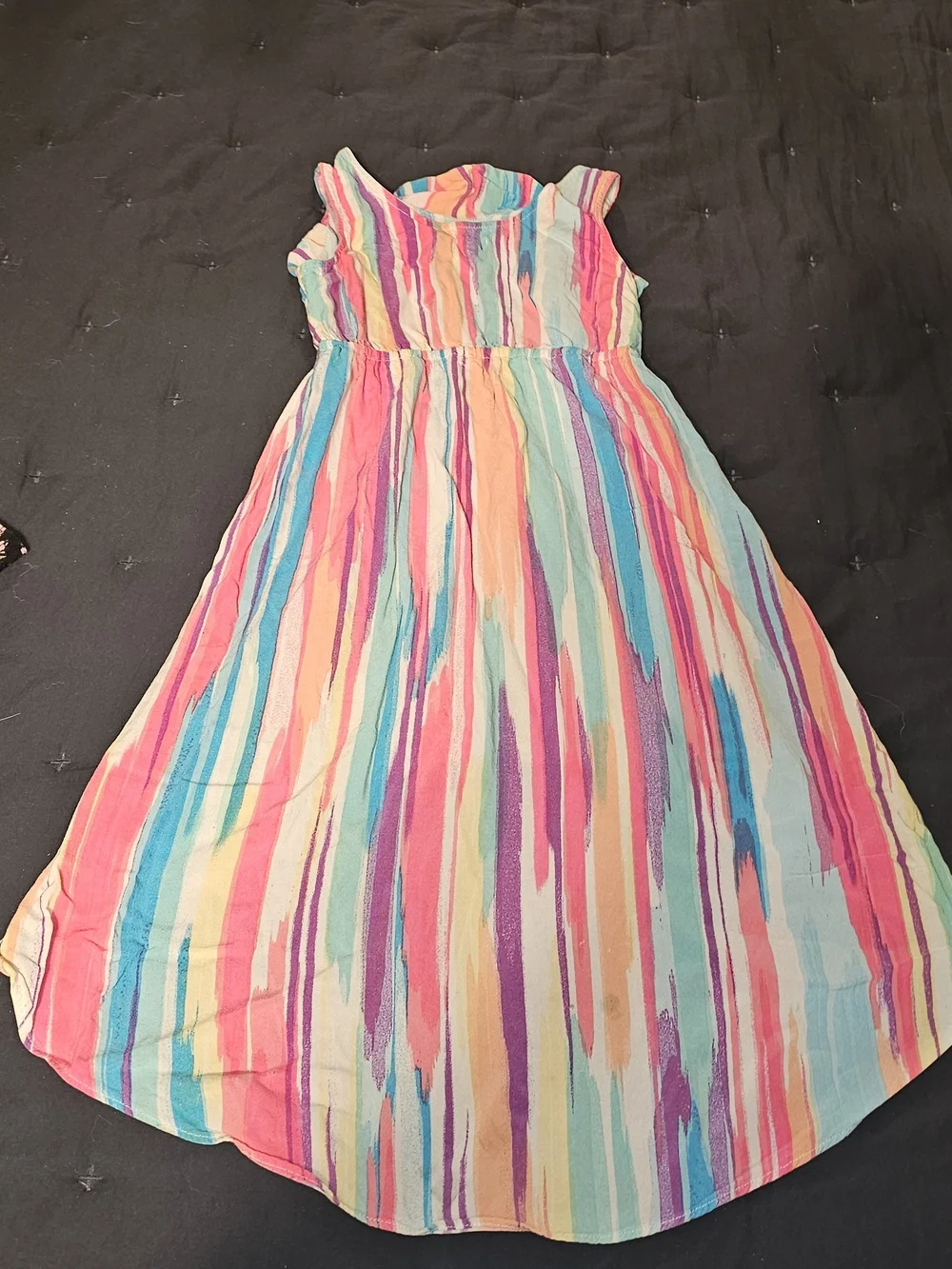 1989 Place Multicolor Striped Hi-Low Sundress - Pink, Blue, Yellow, Purple